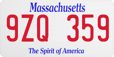 MA license plate 9ZQ359