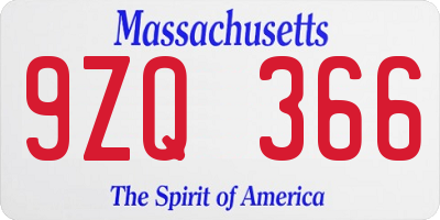 MA license plate 9ZQ366