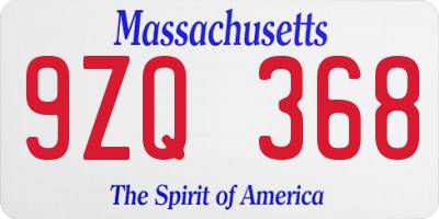 MA license plate 9ZQ368