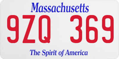 MA license plate 9ZQ369