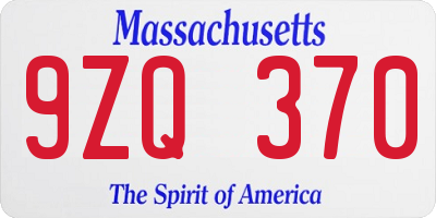 MA license plate 9ZQ370