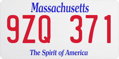 MA license plate 9ZQ371