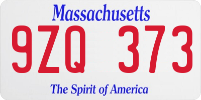 MA license plate 9ZQ373