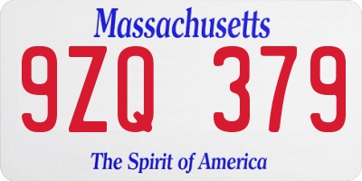 MA license plate 9ZQ379