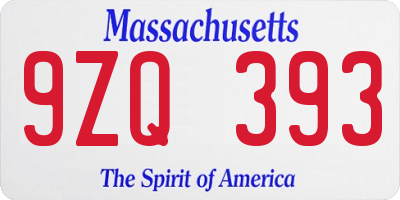 MA license plate 9ZQ393