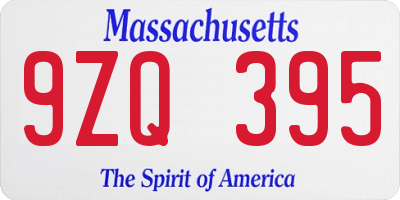 MA license plate 9ZQ395