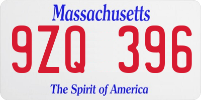 MA license plate 9ZQ396
