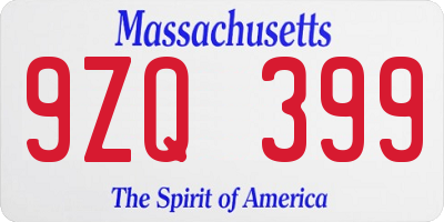 MA license plate 9ZQ399