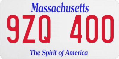 MA license plate 9ZQ400