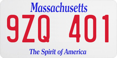 MA license plate 9ZQ401