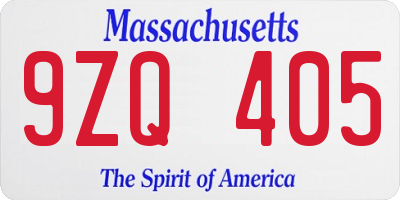MA license plate 9ZQ405