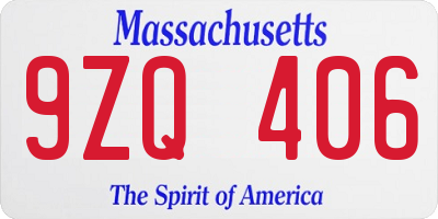 MA license plate 9ZQ406