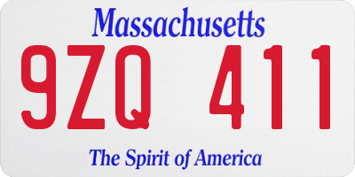 MA license plate 9ZQ411