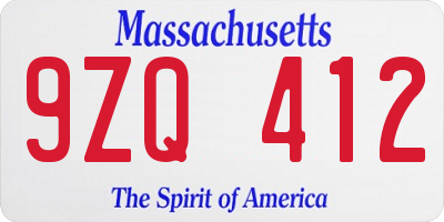 MA license plate 9ZQ412