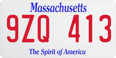 MA license plate 9ZQ413