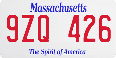 MA license plate 9ZQ426