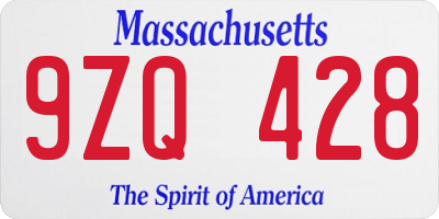 MA license plate 9ZQ428