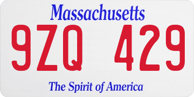 MA license plate 9ZQ429