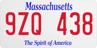 MA license plate 9ZQ438