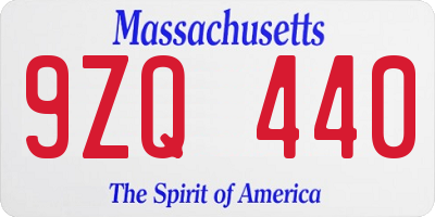 MA license plate 9ZQ440