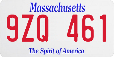 MA license plate 9ZQ461