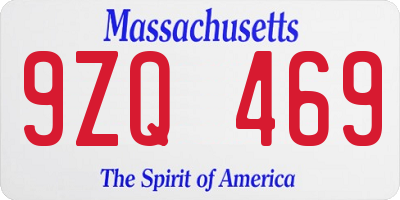 MA license plate 9ZQ469