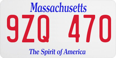 MA license plate 9ZQ470