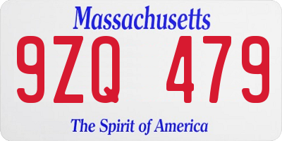 MA license plate 9ZQ479