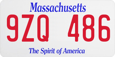 MA license plate 9ZQ486