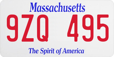 MA license plate 9ZQ495