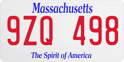 MA license plate 9ZQ498