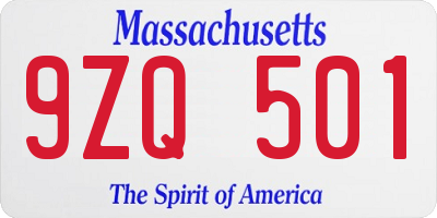 MA license plate 9ZQ501