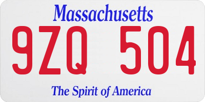 MA license plate 9ZQ504