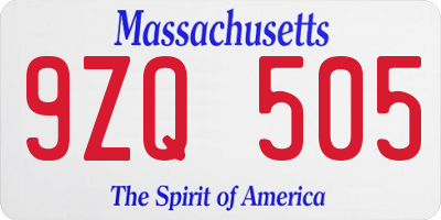 MA license plate 9ZQ505