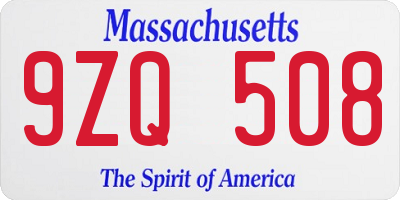 MA license plate 9ZQ508