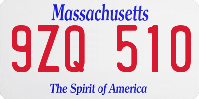 MA license plate 9ZQ510