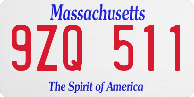 MA license plate 9ZQ511