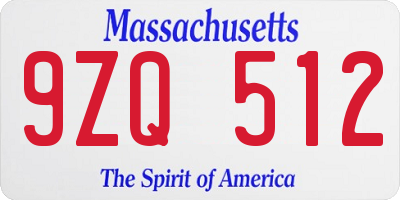 MA license plate 9ZQ512