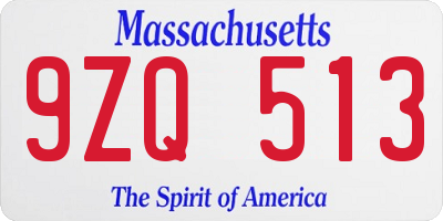 MA license plate 9ZQ513