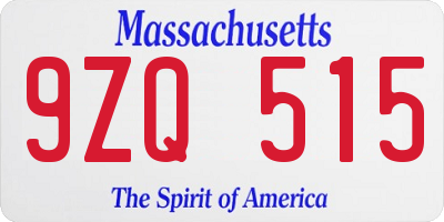 MA license plate 9ZQ515