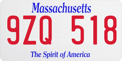 MA license plate 9ZQ518