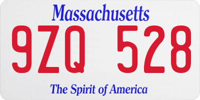 MA license plate 9ZQ528