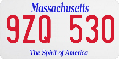 MA license plate 9ZQ530