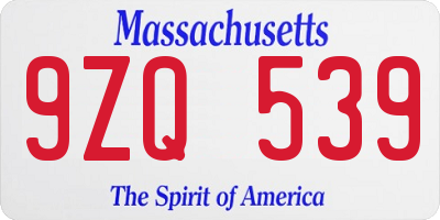 MA license plate 9ZQ539