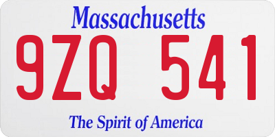 MA license plate 9ZQ541