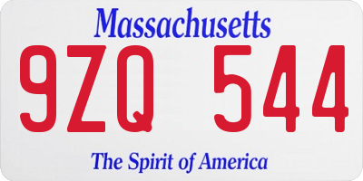 MA license plate 9ZQ544