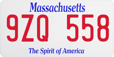 MA license plate 9ZQ558