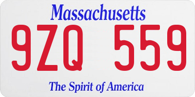 MA license plate 9ZQ559