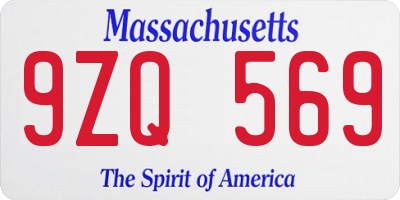 MA license plate 9ZQ569