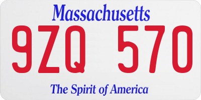MA license plate 9ZQ570